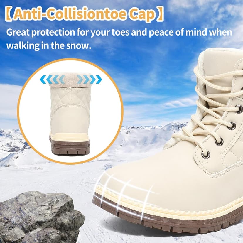 Brykan Winter Hiking Boots Women Waterproof Snow Ankle Booties Work Boots Warm Fur Lined Trekking Shoes Winter Lace up Booties for Women
