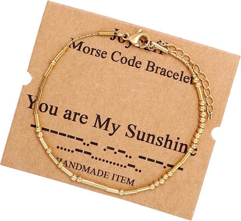JoycuFF Inspirational Morse Code Bracelets for Women Silver Beads Jewelry Encouragement Mantra Gifts for Her