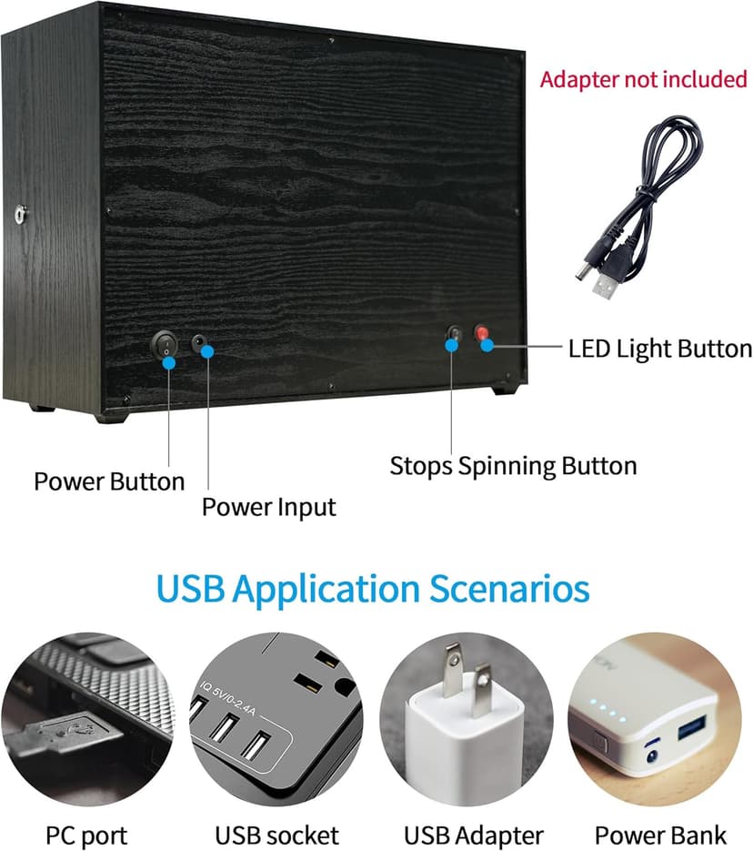 ORYX VISION Oryx Watch Winder for 4/6/9 Automatic Watches, Rotating Watch Box 5 Rotation Modes Setting Display Case with Extra Watch Storages and LED Light, Lockable Winders USB Powered Super Quiet Mabuchi Motor