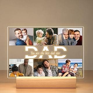 Personalized Gifts for Dad from Daughter Son, Custom Picture Frames with Photos, Customized Photo Frame with Night Light, Personalized Dad Gifts for Birthday Fathers Day Christmas