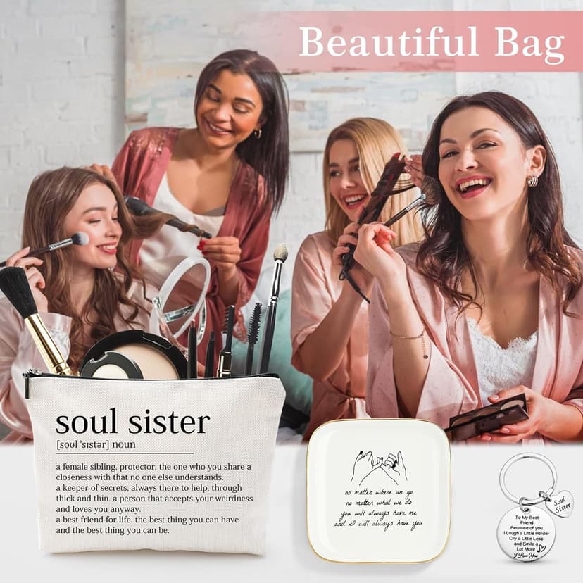 Best Friend Birthday Gifts for Women Friendship Gifts for Women Bestfriend Birthday Gift for Best Friend Woman Bestfriend Gift Ideas with Cup Bag Candle Keychain for Soul Sister Bestie BFF