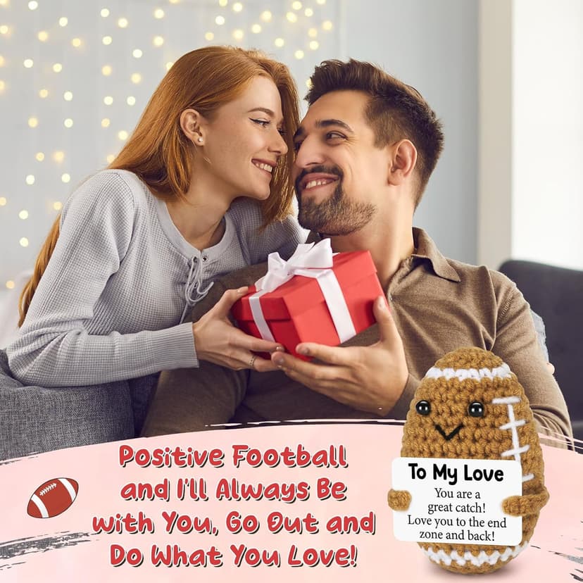 Birthday Gifts for Him Her Boyfriend Girlfriend, to My Love Handmade Emotional Crochet Football, Small Cute Anniversary Present for Him, Mini Romantic I Love You Gift for Husband Wife Couple