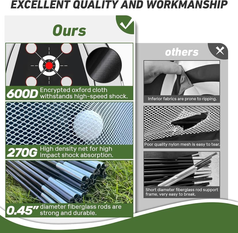 Golf Net with Practice Mat,Golf Hitting Aid Nets 10x7FT for Backyard Driving Chipping Training Swing with Target Mat Balls for Outdoor Indoor，Gifts for Men Dad Him and Golfer
