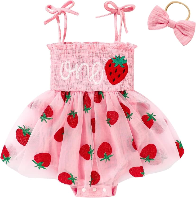 Baby Girl 1st Birthday Clothes One Year Old Tulle Romper Sleeveless Bodysuit Cake Smash Outfits