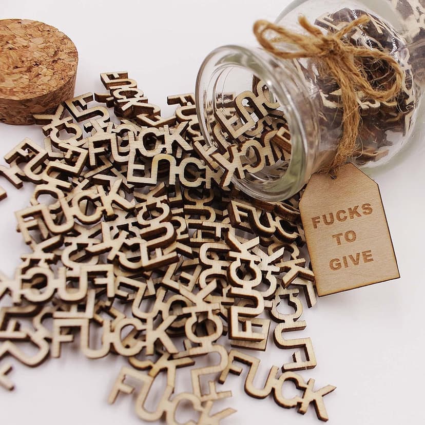 fuc k jar（5oz）Gift Jar,Fuc ks to Give,Fuc k Wooden Cutout Letter Piece Bad Mood Vent Spoof Birthday Day,Holiday, Thanksgiving Christmas Gifts to Friend,gag Funny Gift