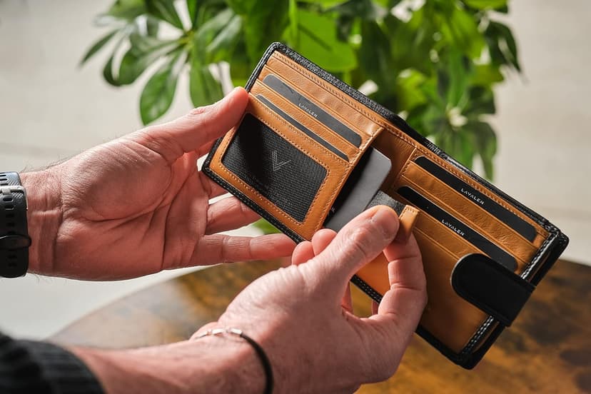 Lavalen Soft Leather Wallet for Men – Genuine Bifold with Zipper Coin Pocket – Holds Bills, Credit Cards, Coins – RFID Blocking Protection – Stylish, Durable & Practical Leather Wallet for Men