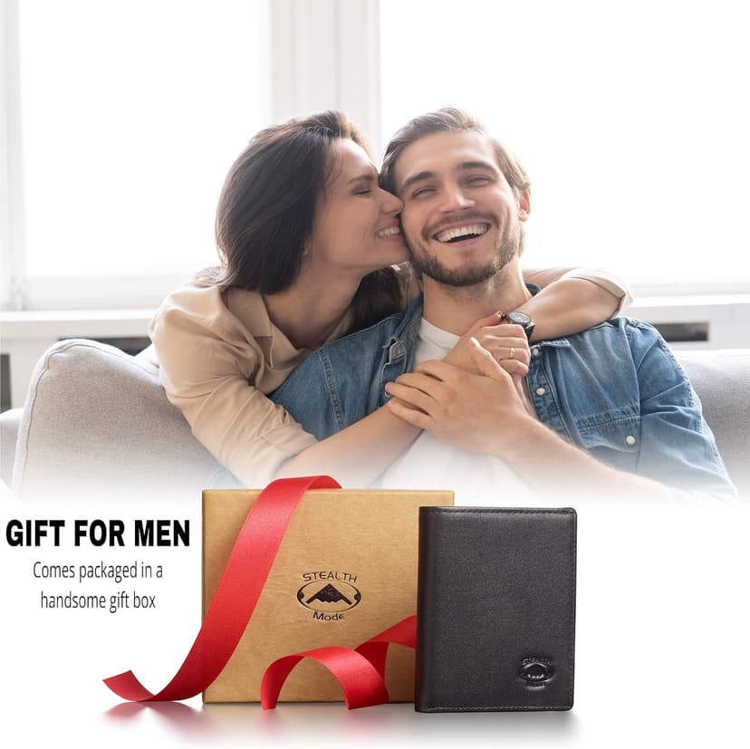 Stealth Mode Leather Trifold RFID Wallet For Men With Flip Out ID Holder (Black)