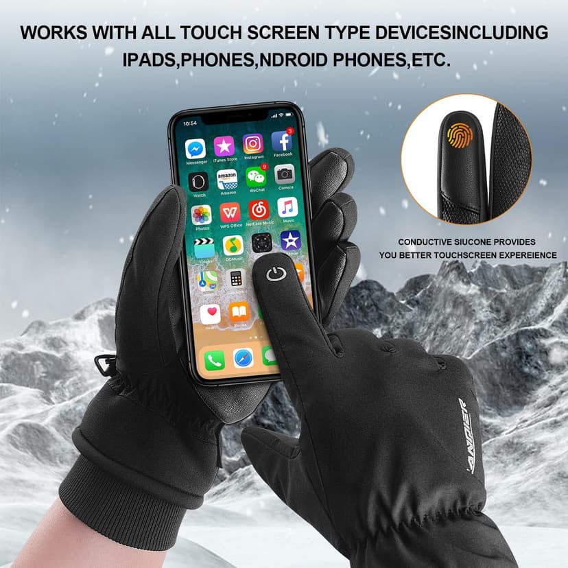 anqier Winter Gloves -30℉ Waterproof Windproof Thermal Touchscreen Gloves for Ski Hiking Running Men and Women