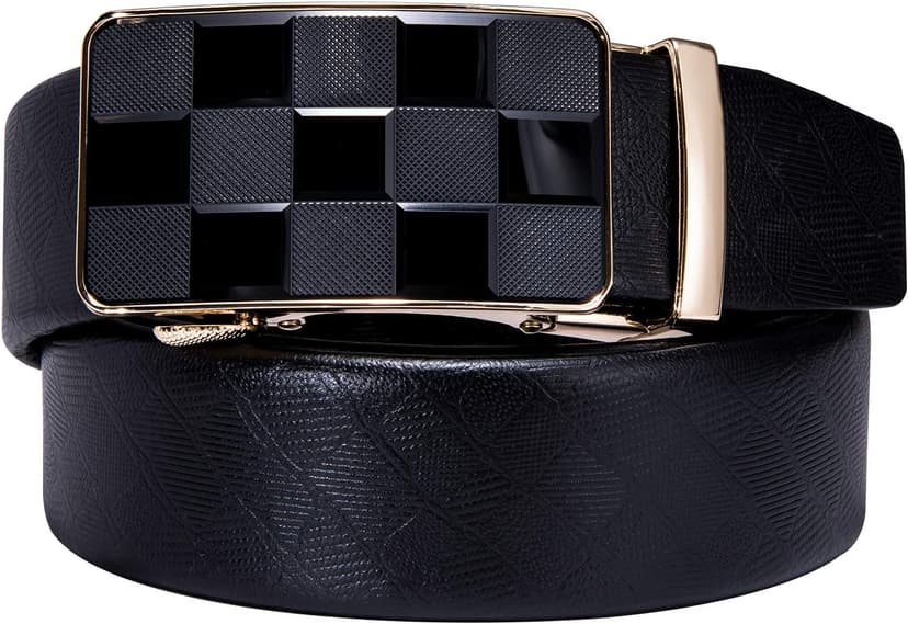 Dubulle Designer Ratchet Belt for Men Leather Fashion Adjustable Automatic Buckle Sliding Removable Dress Casual