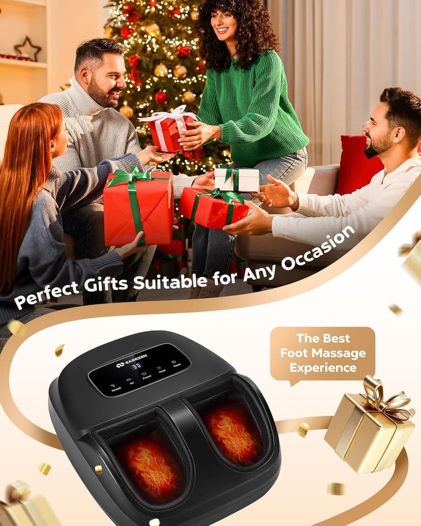 Shiatsu Foot Massager Machine with Heat, 2025 Upgrade Deep Kneading, Full Foot Massager with Remote for Plantar Fasciitis, Neuropathy, Birthday Gifts for Women Mom Men Dad, Up to Foot Size 14