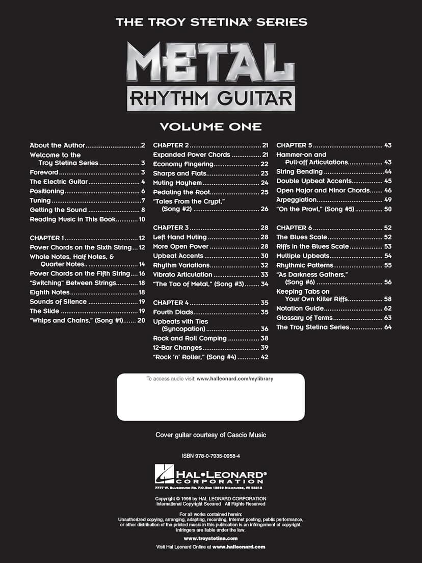 Metal Rhythm Guitar Vol. 1 Troy Stetina | Heavy Metal Guitar Method with Tabs and Online Audio | Rhythm Training for Beginners and Advanced Players | Electric Guitar Instructional Book 