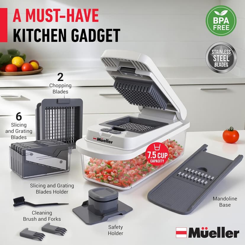 Mueller Pro-Series 10-in-1, 8 Blade Vegetable Chopper, Mandoline Slicer, Food Chopper with Container, Fruit Slicer, Kitchen Gadgets & Accessories, Home Essentials
