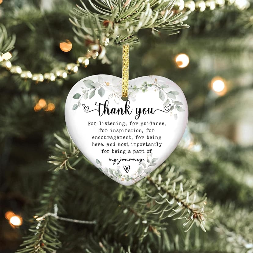 Gossby Heart-Shaped Thank You Ceramic Ornament - Appreciation Gift for Women - Thank You Gift for Coworker, Friend, Teacher, Boss, Employee - Car Hanging Decoration Ornament - Wine Bottle Decor