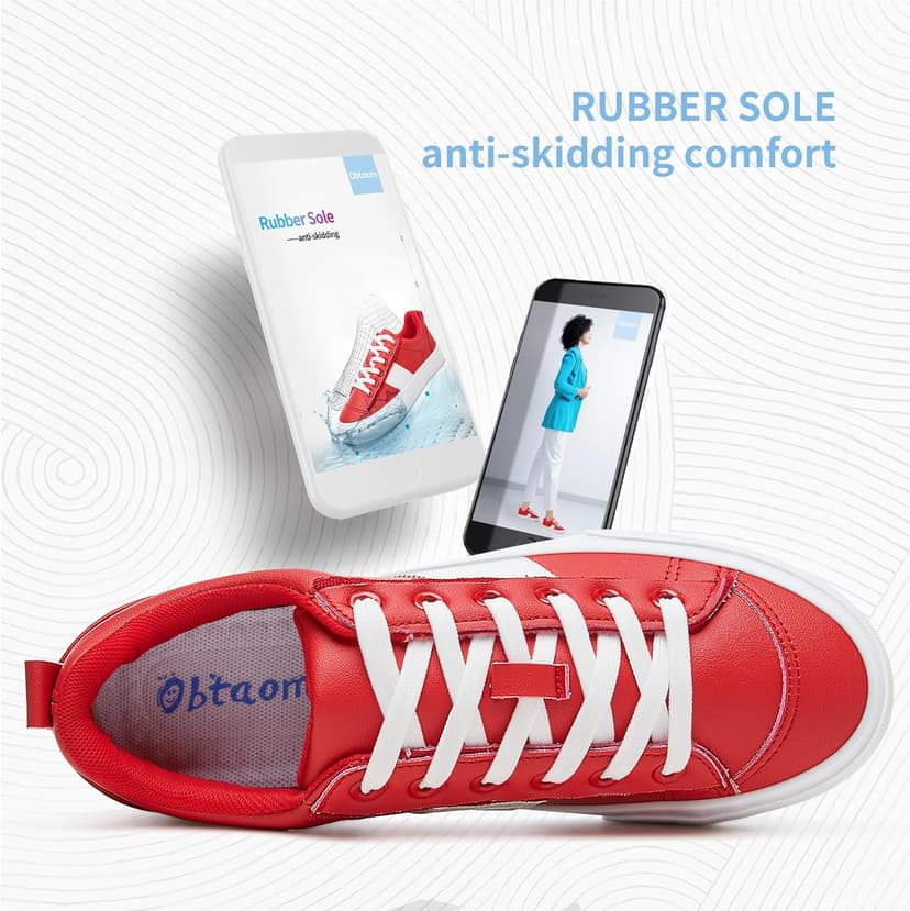 Obtaom Women Tennis Fashion Shoes Casual PU Leather Sneakers Comfortable Court Sneakers