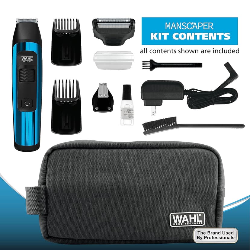 Wahl Manscaper® Total Body Grooming and Your Hair Down There Rechargeable Deluxe Hair Trimmer and Shaver with Safe-Touch Detachable Stainless Steel Precision Blades - Model 5708