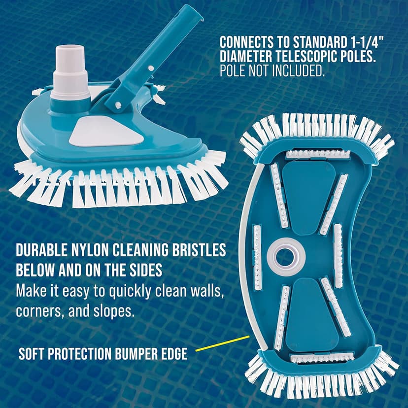 U.S. Pool Supply 12" Deluxe Weighted Butterfly Pool Vacuum Head with Side Brushes, Swivel Hose Connection, Pole Handle - Clean Debris Above Ground & In-Ground Swimming Pools, Spas – Vinyl Liner Safe