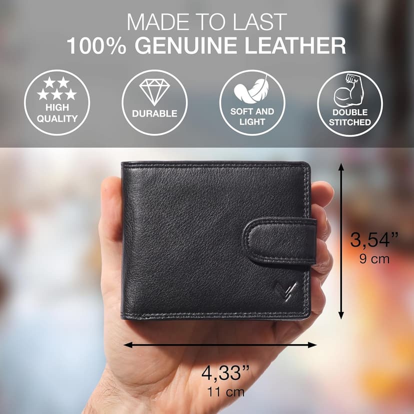 Lavalen Soft Leather Wallet for Men – Genuine Bifold with Zipper Coin Pocket – Holds Bills, Credit Cards, Coins – RFID Blocking Protection – Stylish, Durable & Practical Leather Wallet for Men