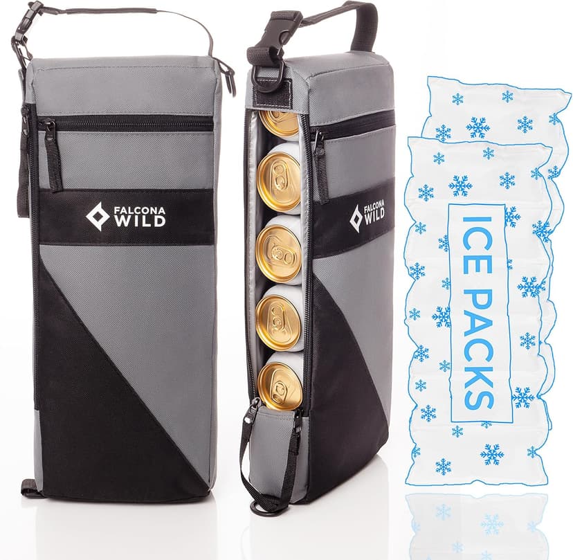 Golf Cooler Bag Plus 2 Ice Packs - Keeps Drinks Cold for Hours - Holds 6 Cans - Fits Discreetly in Golf Bags - Insulated Beer Sleeve and Cooler Accessories