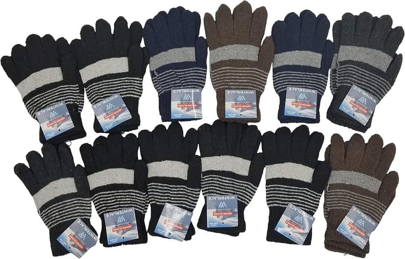 Winterlace 48 Pairs Winter Magic Gloves, Bulk Warm Brushed Interior, Stretchy Assorted Mens Womens