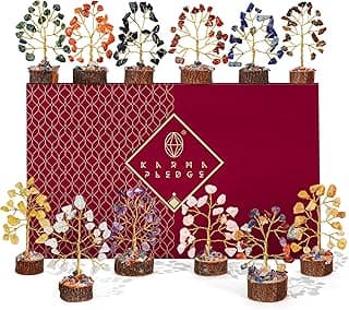 Chakra Healing Crystal Tree Set of 12, Thoughtful Gifts for Women, Office Desk Decoration, Home, Shelf Decor for Positive Energy, Money, Reiki Healing, Good Luck, Birthday Gifts for Mom Love Ones