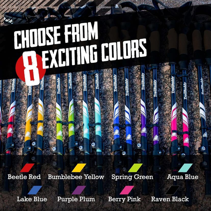 TrailBuddy Trekking Poles – Lightweight 7075 Aluminum Hiking Poles for Women, Men & Seniors – Collapsible Walking Sticks for Travel, Trails & Balance