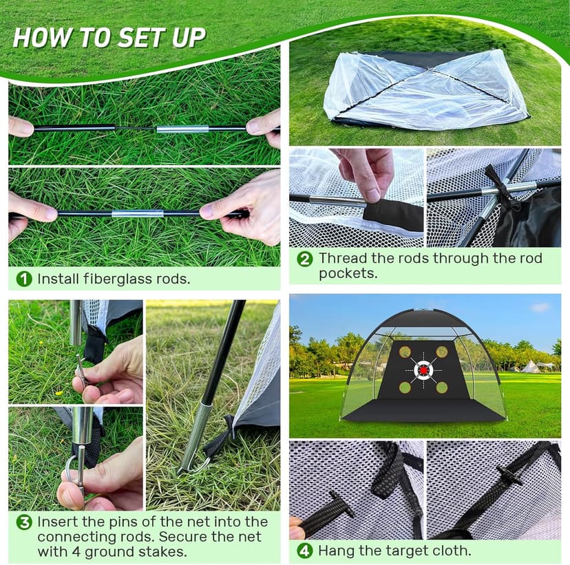Zensouds Golf Net, 10x7FT with Golf Practice Mat, Hitting Aid Nets for Backyard Driving Chipping Training Swing with Target Outdoor or Indoor– Gifts for Men/Dad/Him
