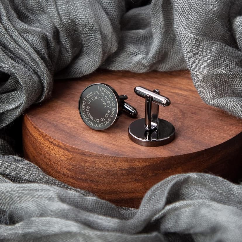 MUUJEE Cufflinks with Engraved Wood Gift Box