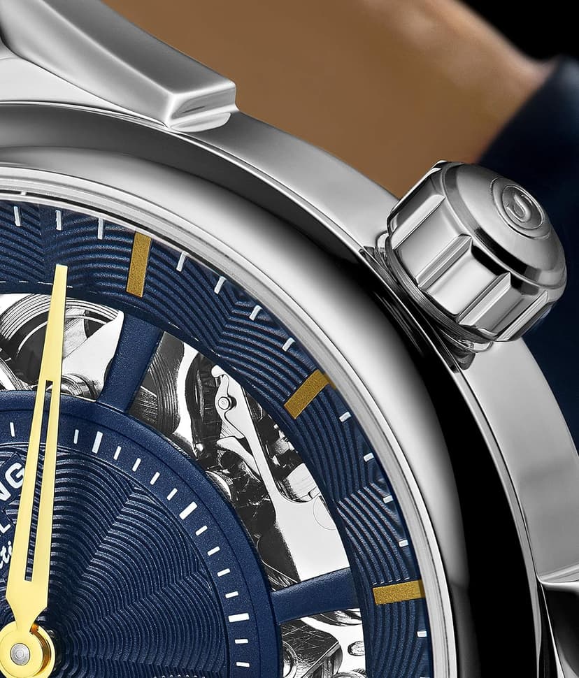 Stuhrling Mens Automatic Dress Watch Stainless Steel with Automatic Skeleton with Duel Time AM/PM Indicator