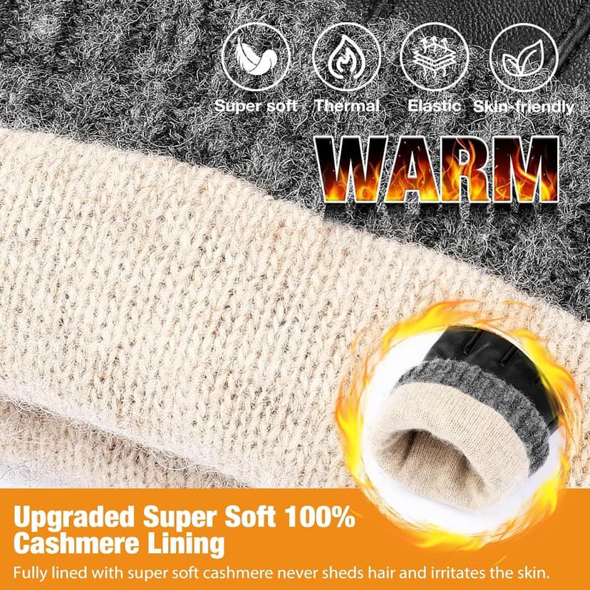 Aegend Leather Gloves for Men, Soft Warm Lining Full Hand Touchscreen Winter Gift Thermal