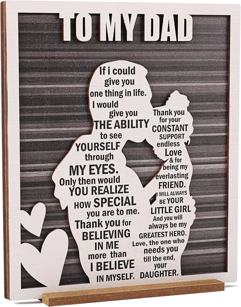 Birthday Gifts for Dad from Daughter, Easter Father’s Day Dad Gift from Daughter, Rustic Daddy and Daughter Hug Wood Sign, Papa Valentine’s, Christmas Gifts Ideas
