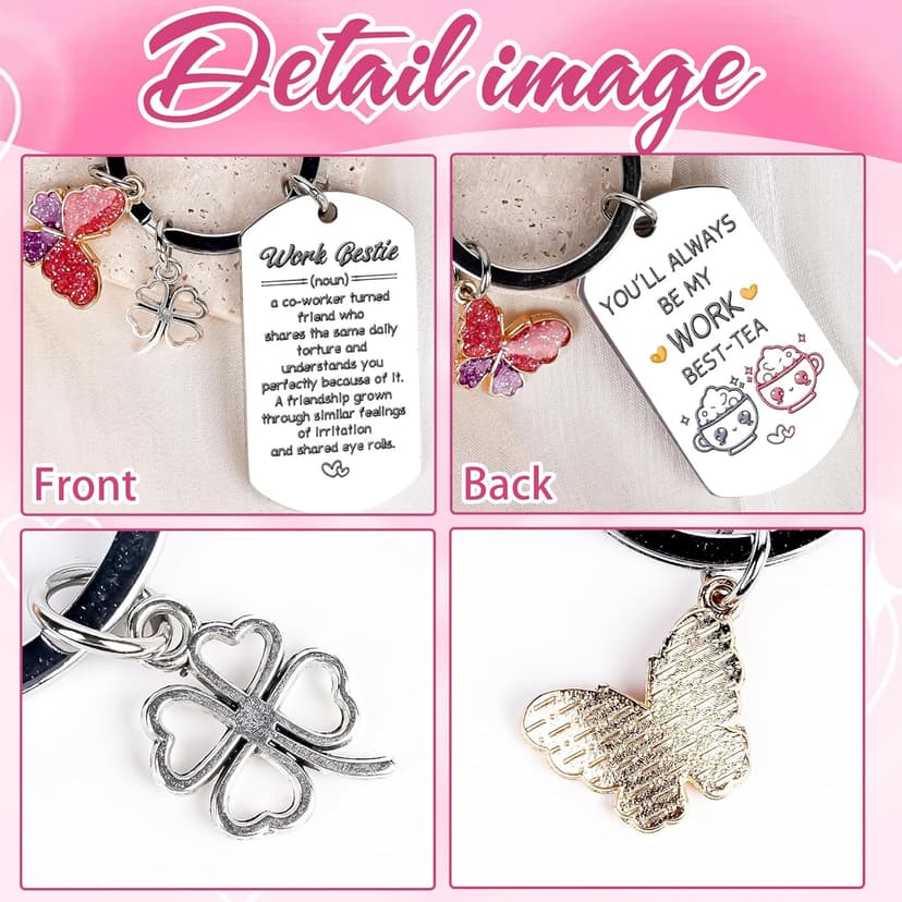 Coworker Leaving Gifts for Women - Funny Friendship Thank You Work Bestie Keychain Present for Friend Colleague Christmas