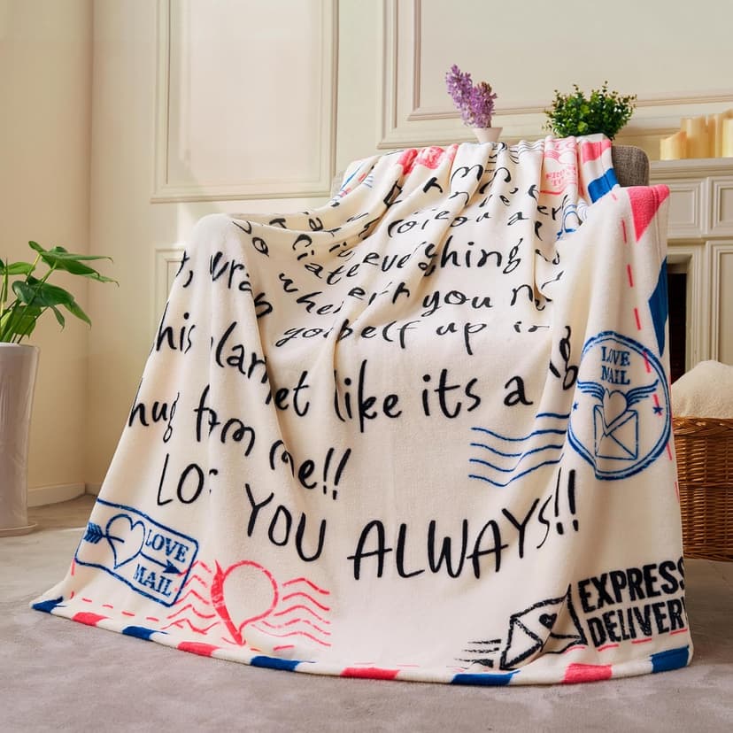 Joiedomi Birthday Gifts for Mom Soft Flannel Mom Blanket for Women Wife Grandma Mothers Day Anniversary Present from Daughter Son 50" x 60" Ivory White