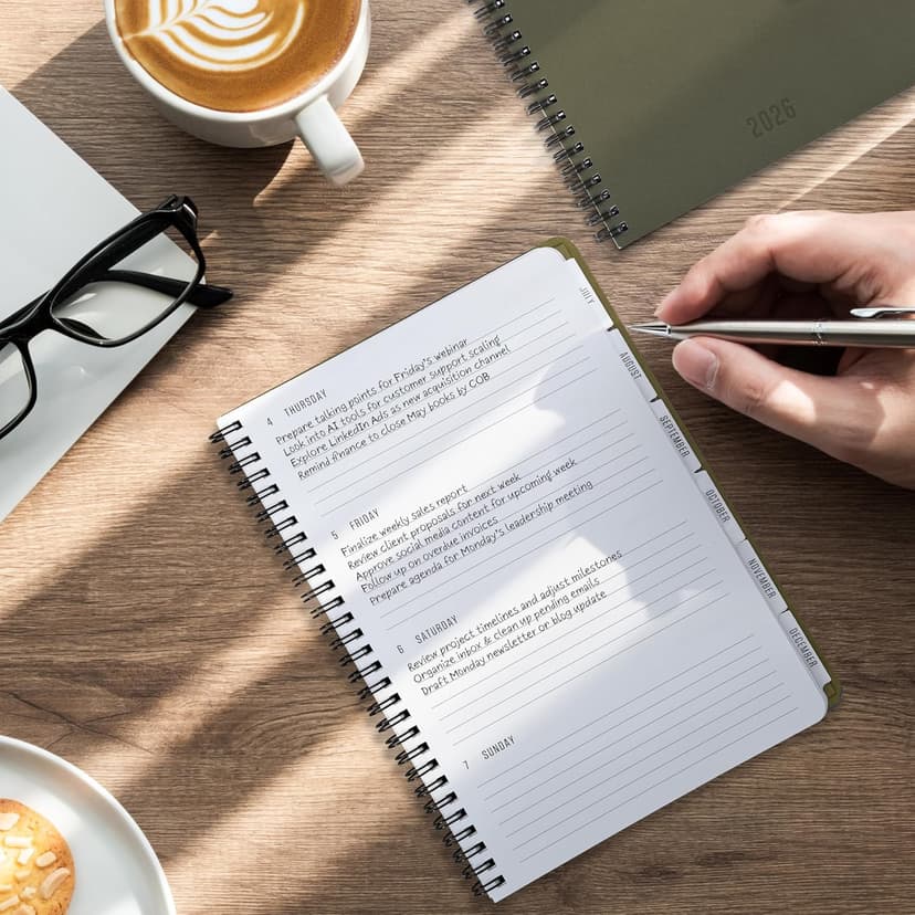 Durable 2026 Daily Planner - 7" x 10" Daily Planner with Weekly & Monthly Spreads for Easy Planning - Perfect Calendar Book for Women or Men To Organize All Appointments, Tasks and Boost Productivity