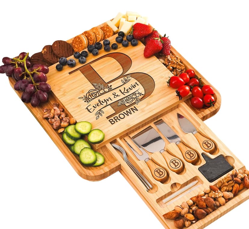 Personalized Charcuterie Board Gifts Set for Best Friends, Custom Large Cheese Board for Wedding, Anniversary, Birthday, Housewarming, Engagement, Party, New Home Gift Couple