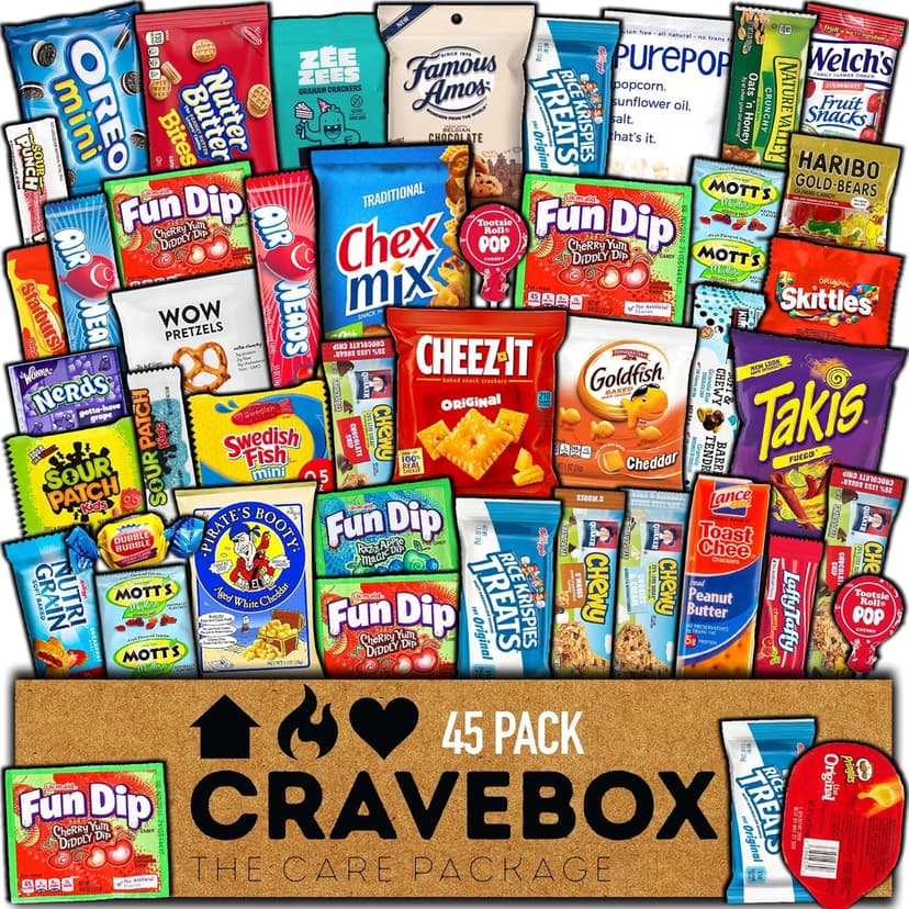 CRAVEBOX Gift Snack Box (45 Count) Variety Pack Care Package