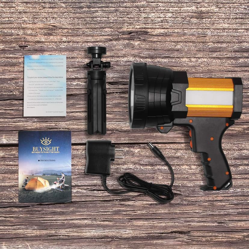 BUYSIGHT BUYSIGHT Rechargeable Spotlight,Spot Lights Hand held High lumens Large Flashlight Handheld Spotlight Lightweight and Super Bright Flashlight (Aluminium_Alloy Golden)