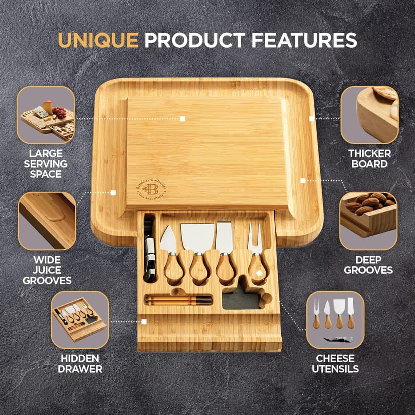 Charcuterie Board Gift Set - Bamboo Cheese Board and Knife Set - Housewarming Gifts for New Home, Wedding Gifts for Couples 2025, Bridal Shower Gifts, Birthday Gifts for Women