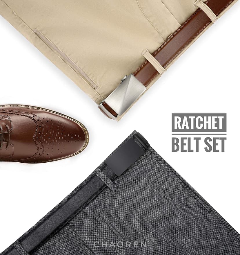 CHAOREN Leather Ratchet Belt Men 2 Pack - Customizable Fit, Effortless Style (35mm)