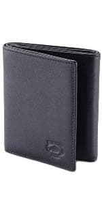 Stealth Mode Leather Trifold RFID Wallet For Men With Flip Out ID Holder (Black)
