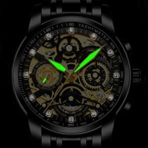 NEKTOM Watches for Men with Stainless Steel, Quartz Analog Watch with Date, Luxury Minimalist Dress Mens Watches, Chronograph Watch, 3ATM Waterproof, Black Wristwatch, Gifts for Men