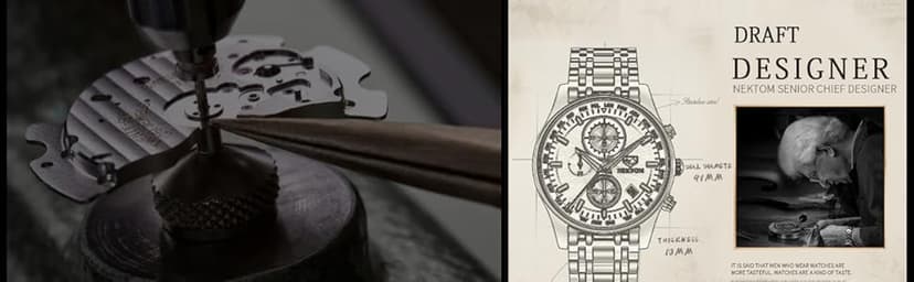 NEKTOM Watches for Men with Stainless Steel, Quartz Analog Watch with Date, Luxury Minimalist Dress Mens Watches, Chronograph Watch, 3ATM Waterproof, Black Wristwatch, Gifts for Men