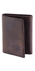 Stealth Mode Leather Trifold RFID Wallet For Men With Flip Out ID Holder (Black)