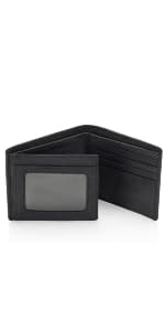 Stealth Mode Leather Trifold RFID Wallet For Men With Flip Out ID Holder (Black)