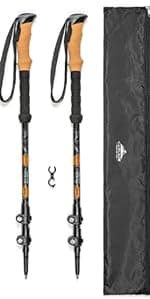 Cascade Mountain Tech Lightweight Aircraft-Grade Aluminum Trekking Poles with Extended Down Grip Plus Tip Kit