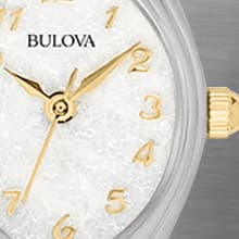 Bulova Ladies' Classic Two-Tone Stainless Steel 3-Hand Quartz, White Patterned Dial Style: 98V02