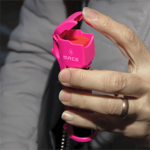 Mace Pepper Spray - Max Police Strength OC with UV Dye, Fast Flip Top, Ergonomic Finger Grip, 12 Feet Range, 0.63 oz Personal Model, Self Defense Pepper Spray for Women & Men