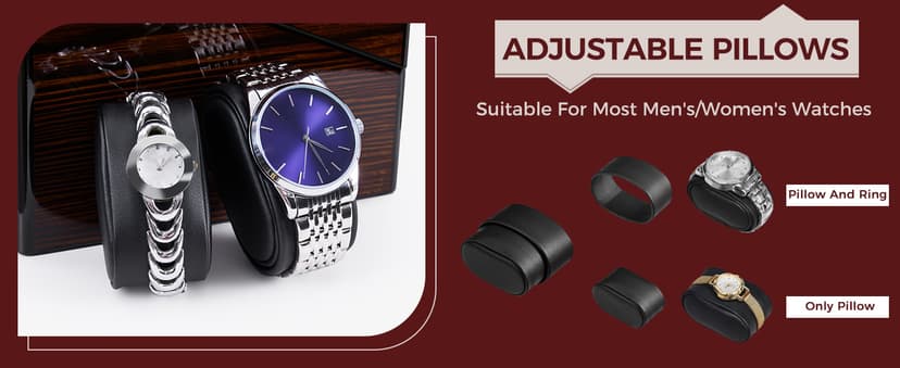 ANWBROAD ANWBROAD Watch Winder for Automatic Watches Double with Super Quiet Motor Flexible Watch Pillows LED Backlight Wooden 5 Modes Battery or Type-C Adapter UJWW001Y