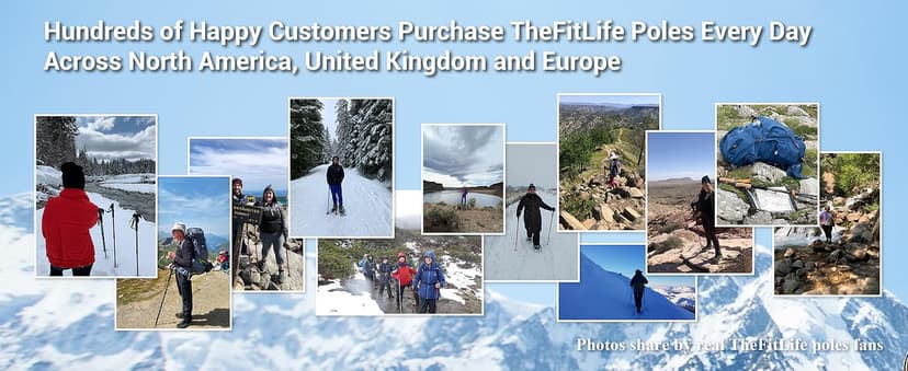 TheFitLife Nordic Walking Trekking Poles - 2 Sticks with Anti-Shock and Quick Lock System, Telescopic, Collapsible, Ultralight for Hiking, Camping, Mountaining, Backpacking, Walking, Trekking