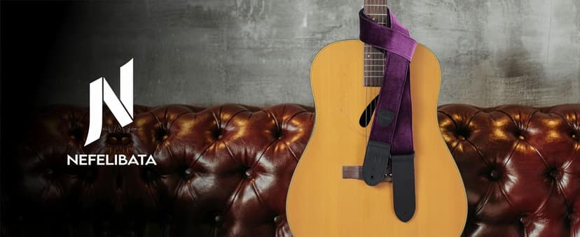 Nefelibata Guitar Strap,Double Full-Grain Leather Ends,Vintage Velvet Strap/FREE BONUS-4 Picks+Strap Locks+Strap Button,Gift For Bass,Electric&Acoustic Guitars(Vintage Coffee Brown)