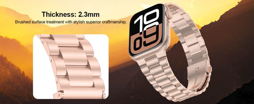 iiteeology Lightweight Stainless Steel Band Designed for Apple Watch Series 1-11, 42mm, 41mm, 40mm, 38mm, SE2&SE3, Replacement iWatch Bands for Women, Rose Gold